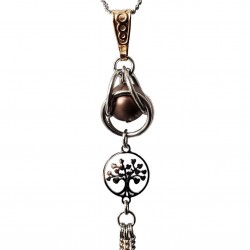 Collier ARBRE DE VIE et perle en cage Swarovski Bronze et or rose